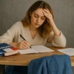 A1–A2 French learner studying with frustration at a desk, illustrating the common mistakes beginners make.